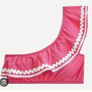 J. Crew One-shoulder bikini top with rickrack - size XS - color sweet briar